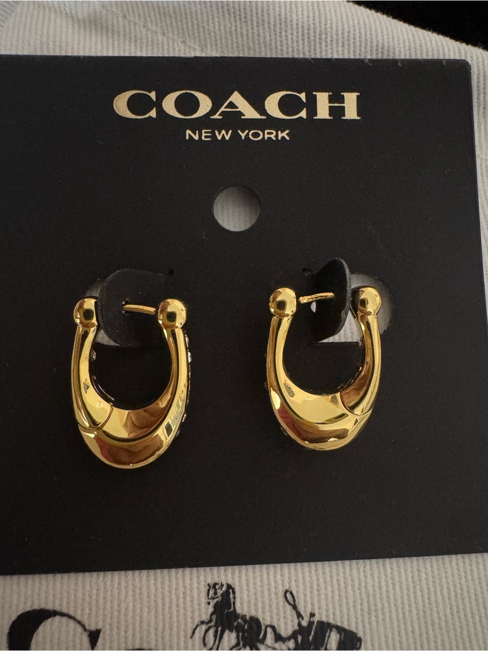 COACH New York Gold-Tone Hoop Earrings